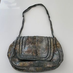 Metallic suede shoulder bag